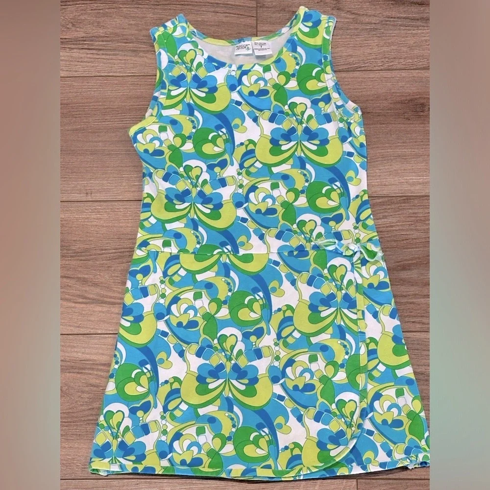New! Maggie & Zoe Size 7 Retro Print Green and Blue Dress